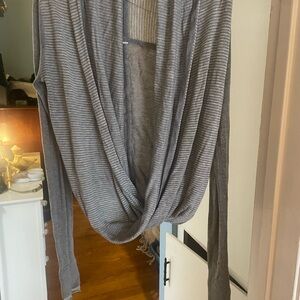 Lululemon Athletica Gray Striped Open Cardigan